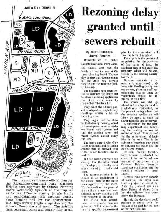 Ottawa was able to kick the ball further down the field thanks to a lack of sewer capacity. Source: Ottawa Journal, November 8, 1973, Page 3.