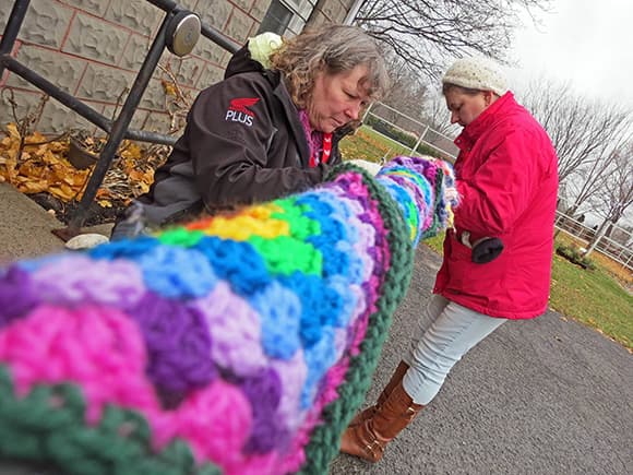 Yarn bombing at the Goulbourn Museum