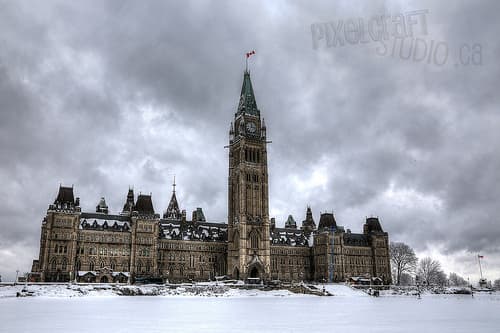Parliament in a White Blanket