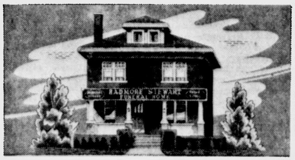 The original Radmore Stewart Funeral Home as it looked from 1930 until 1947