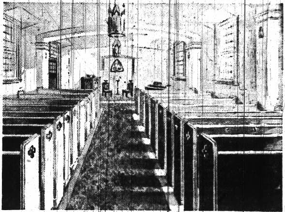 The inside of the new chapel in 1947
