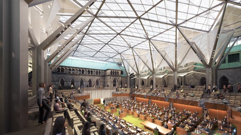 Artist’s rendition of what the West Block commons chamber will look like