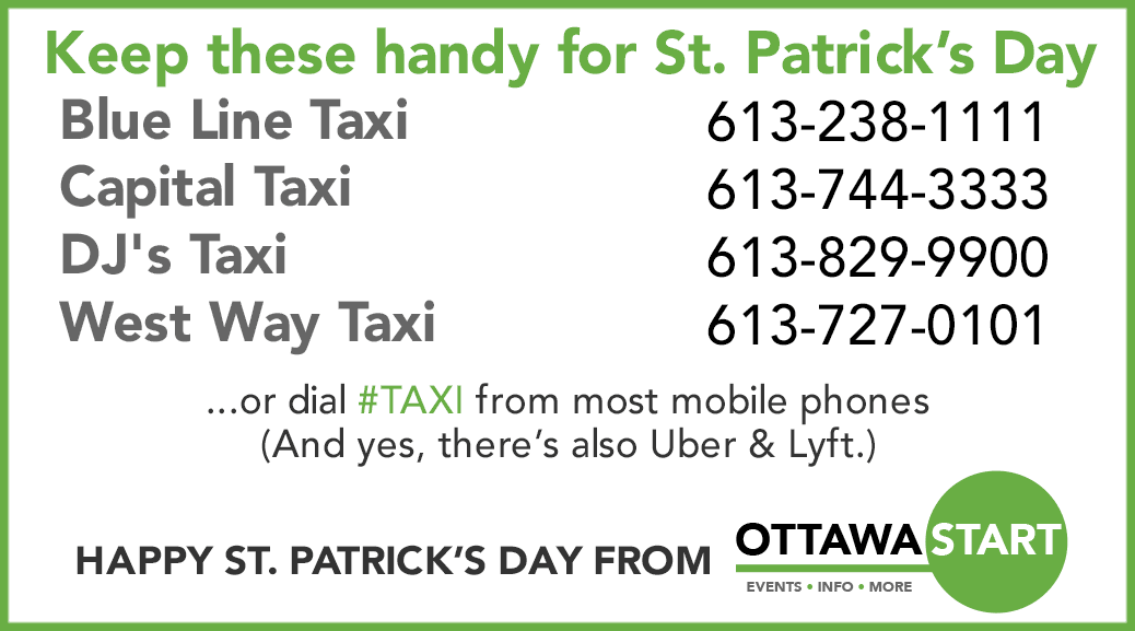 Taxi numbers for St. Patrick’s Day