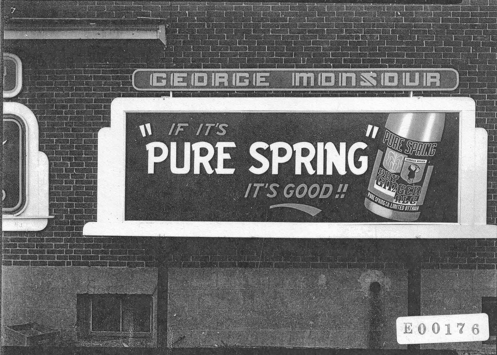 The Pure Spring billboard which was located on the side of the Westboro Confectionery - April 8 1946 (source: E00176 Sproul collection, City of Ottawa Archives) (this photo is just a placeholder - I am waiting for the colour original from the Archives)