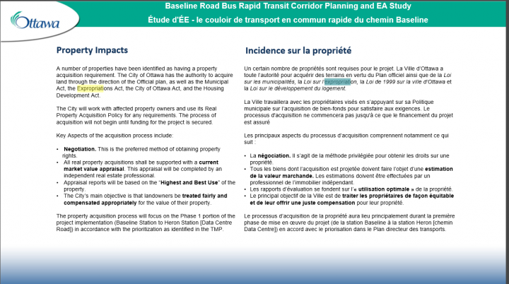 The city says its goal is to ensure landowners are “treated fairly and compensated appropriately” if their land is expropriated. (City of Ottawa)